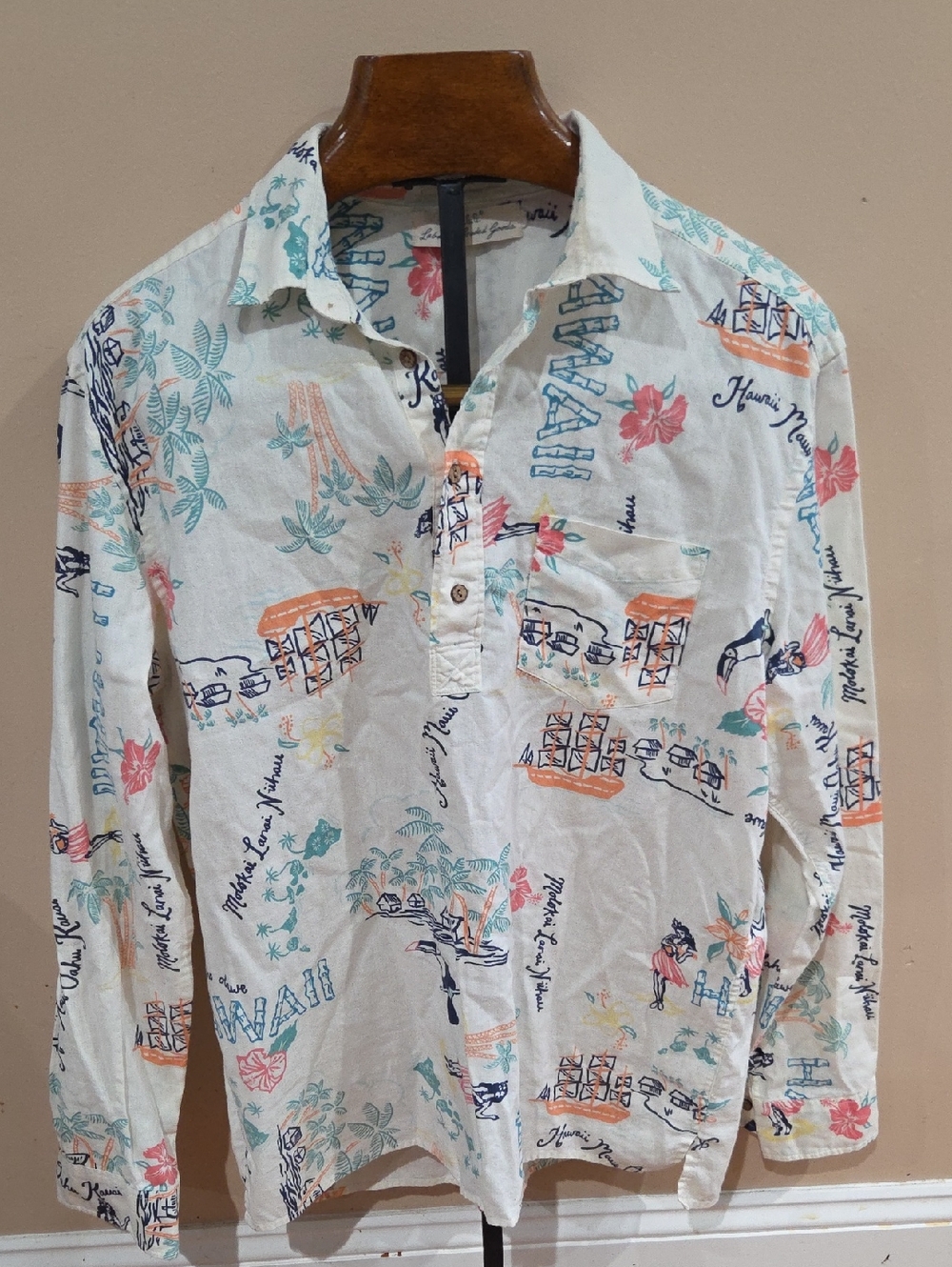 Men's White Tropical Print Casual Button-Down Shirt